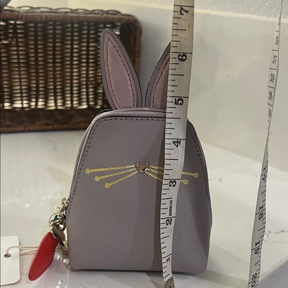 Kate Spade Gray Bunny Ear Mini Bag / bag charm / card holder NWT - Picture 7 of 16